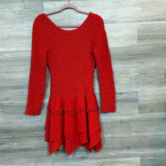 Free People What a Time Drop Waist Mini Dress in Wine - Size Small - Picture 8 of 9